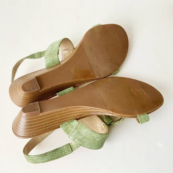 George Green Croc Embossed Vegan Leather Wedge Sandals Size 7 - Picture 10 of 11